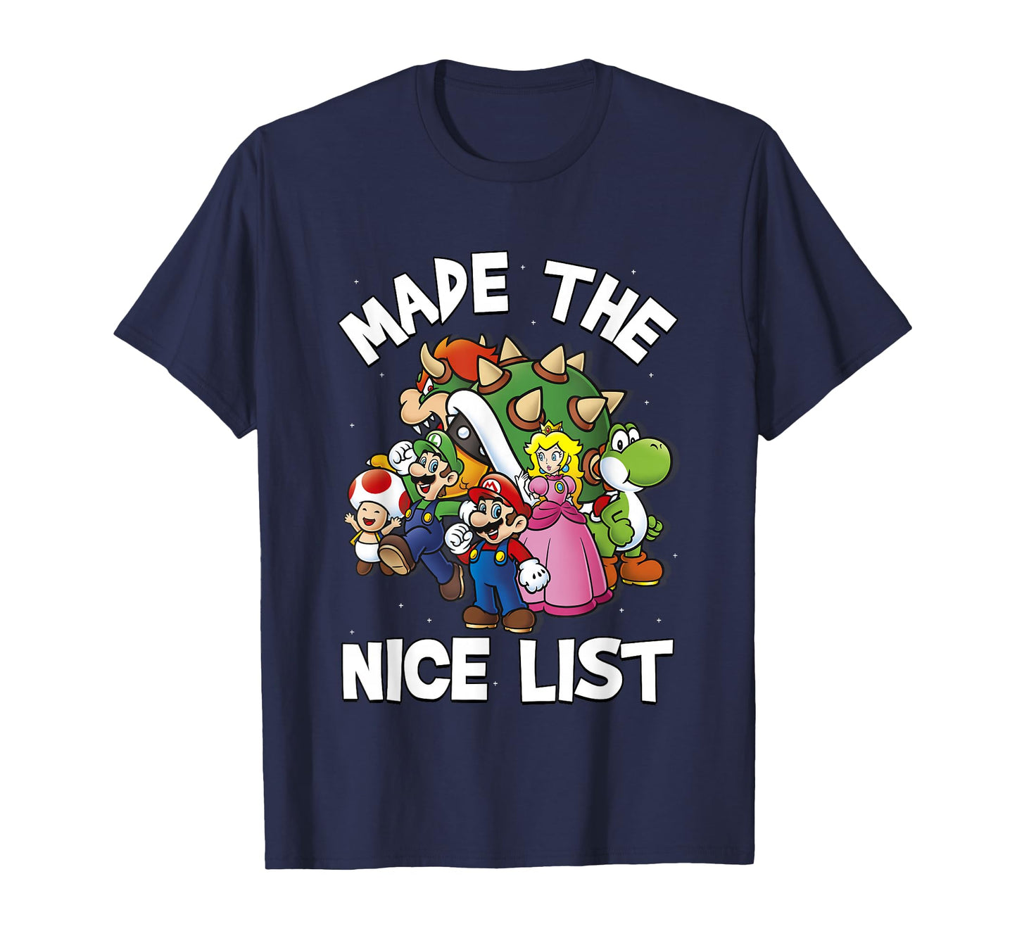 Super Mario Christmas Made The Nice List Group Shot T-Shirt