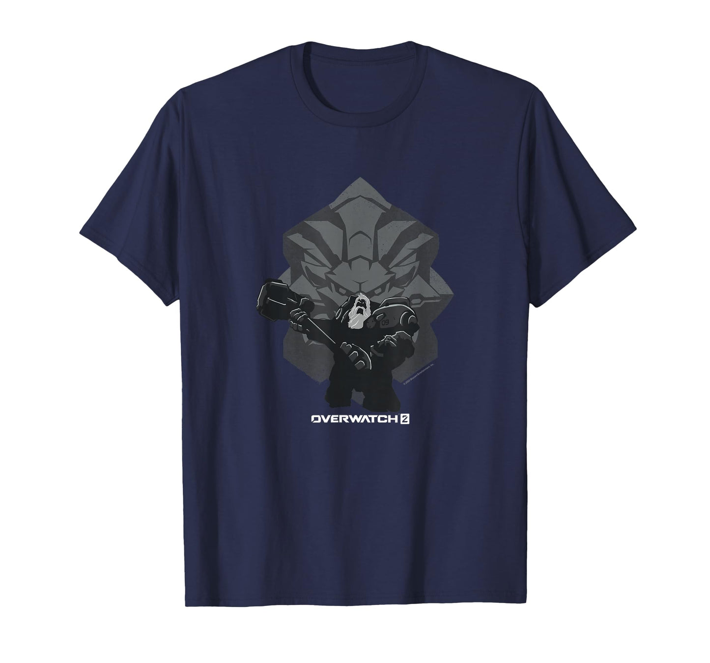 Overwatch 2 Powerful Strong Reinhardt Silhouette Chest Logo T-Shirt