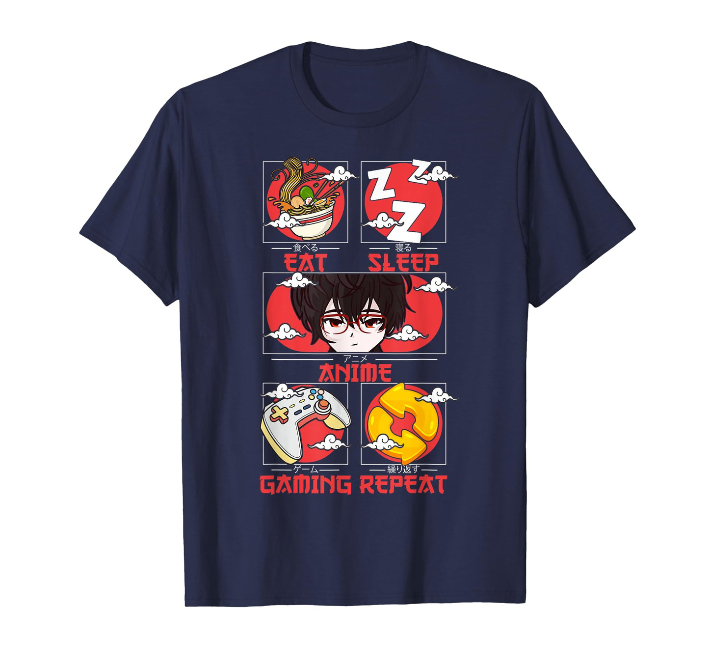 Retro Eat Sleep Anime Gaming Repeat Kawaii Anime Manga Gamer T-Shirt