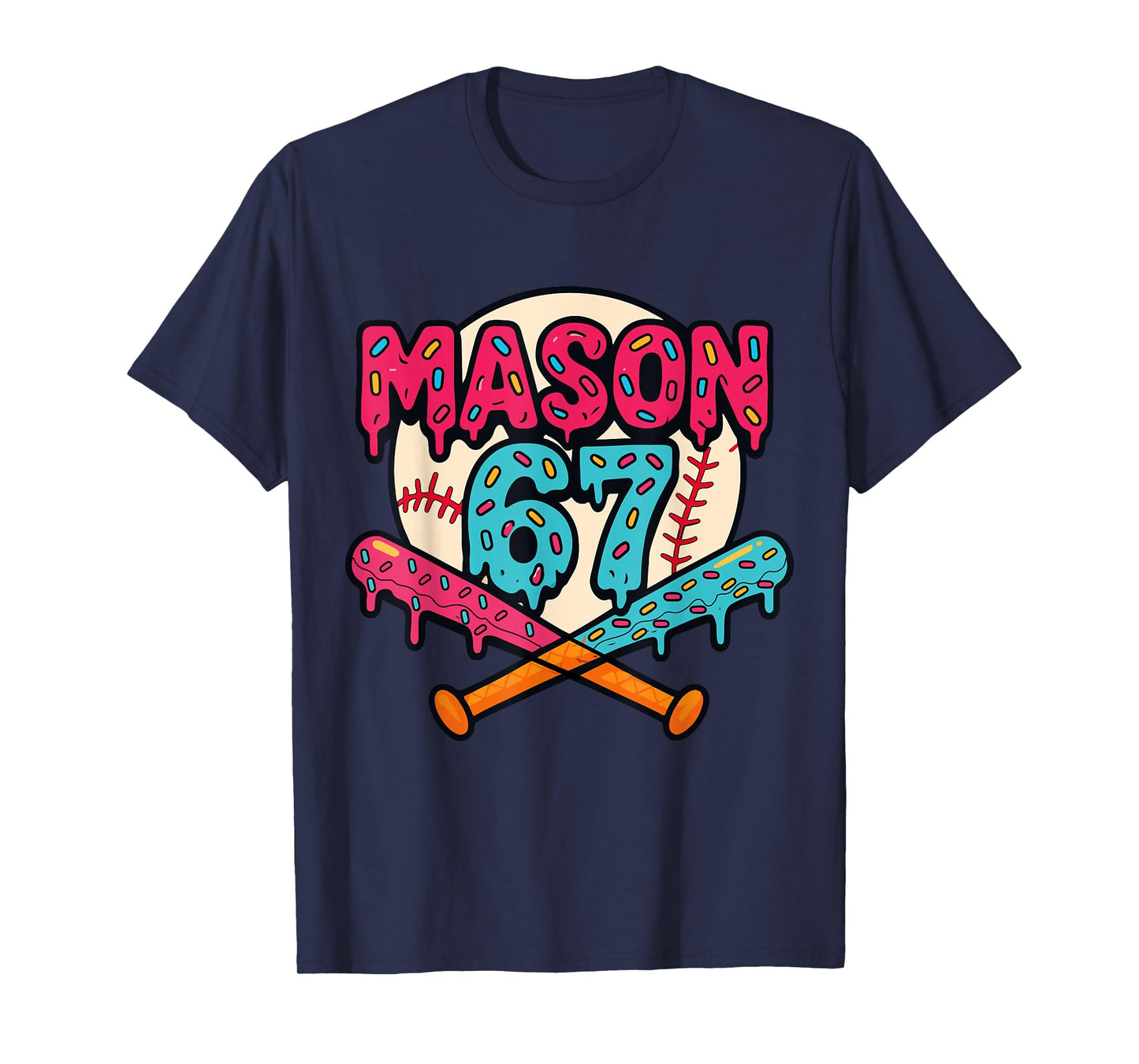 Mason 67 Funny Ice Cream Drip Baseball Meme Graphic T-Shirt