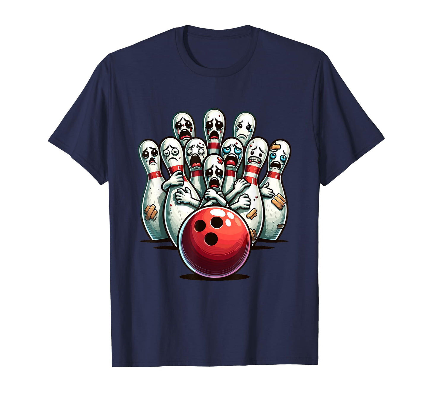 Funny Bowling Pin Faces For Bowling Lover, Men Kids Bowler T-Shirt