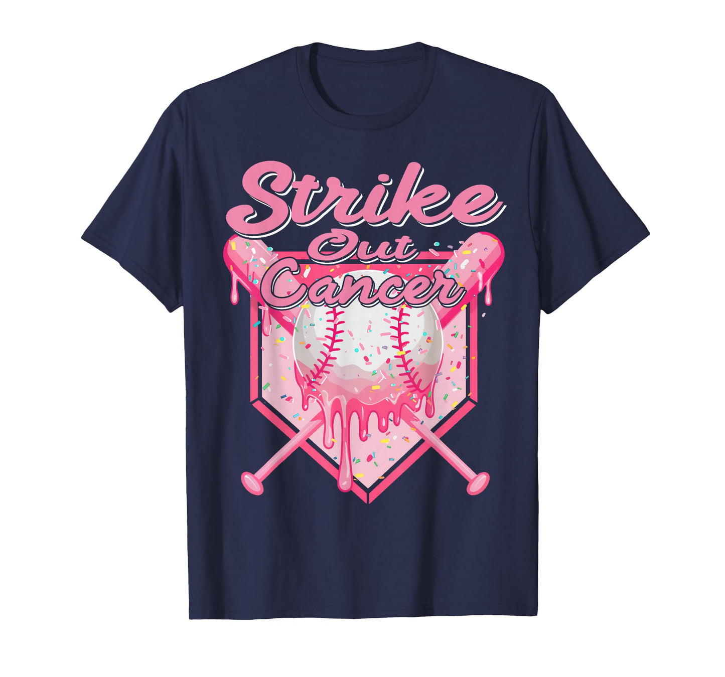 Strike Out Breast Cancer Baseball Drip for Boys Youth T-Shirt