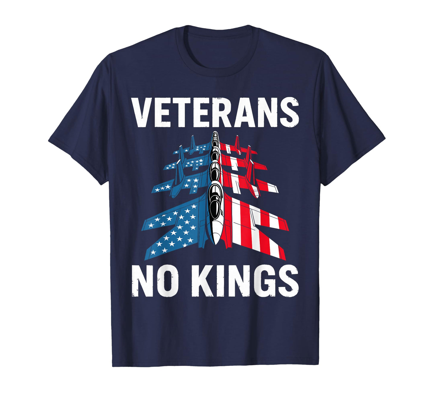 Veterans No Kings Military Veteran Protest American Flag T-Shirt