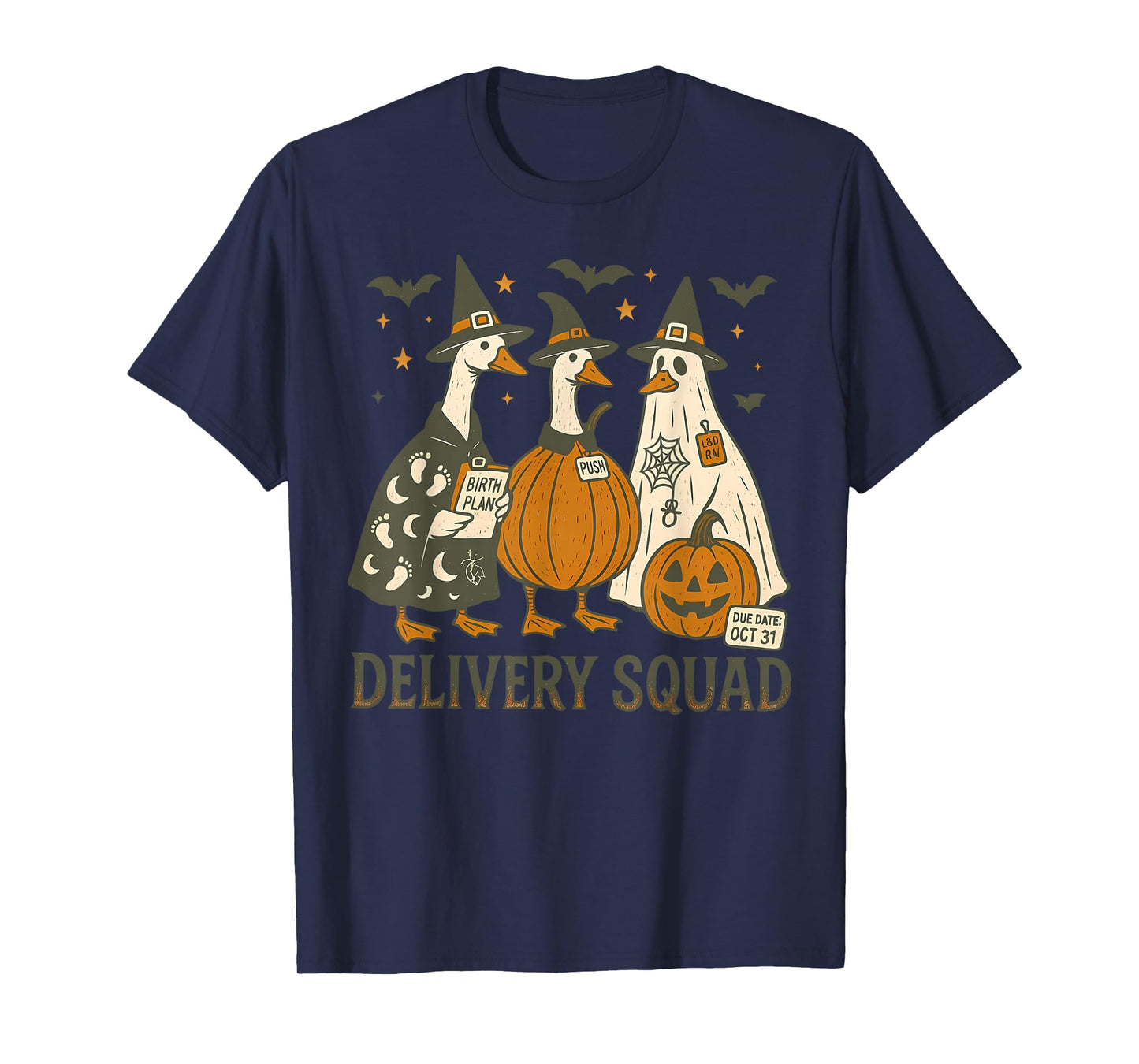 Delivery Squad Goose Halloween L&D Nurse Spooky Midwife Fall T-Shirt