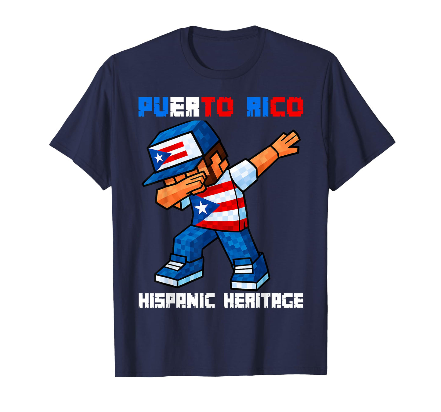 Puerto Rico Dab Boy Game Pixel Hispanic Heritage Rican Kids T-Shirt