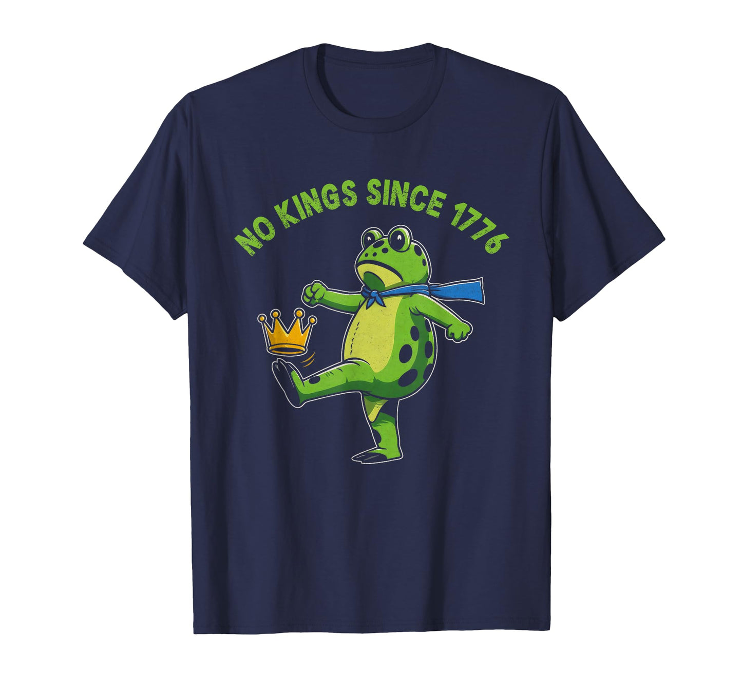 No Kings Since 1776 Portland Frog Kicking Crown Retro T-Shirt