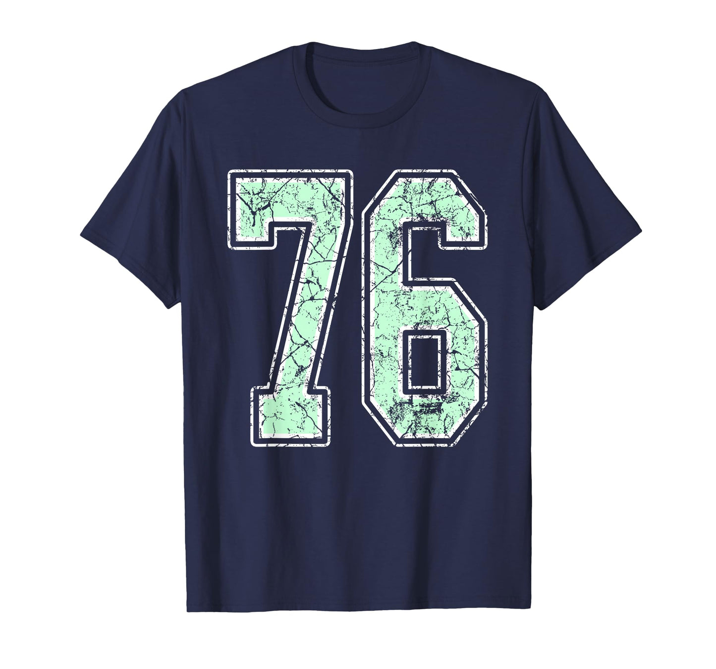 Mint Green White Sports Number 76 Jersey Uniform Player T-Shirt