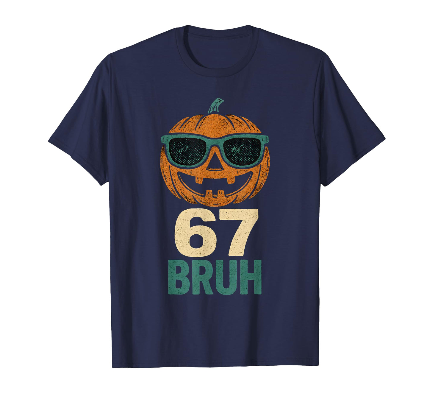 67 Halloween Bruh Pumpkin 6-7 Meme Gen Alpha Slang Six Seven T-Shirt
