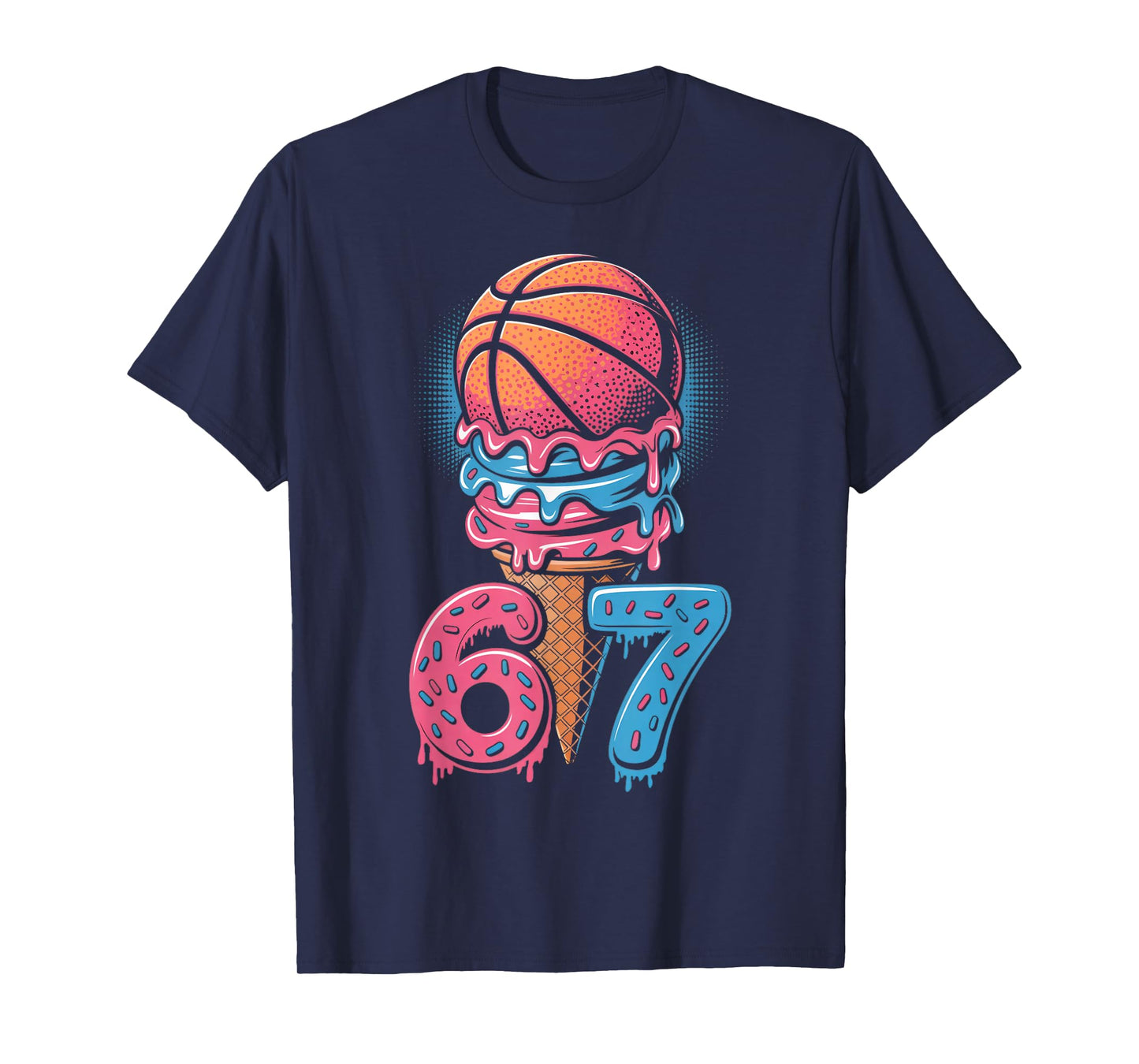 Player 67 Number 67th B-Ball Basketball Ice Cream Drip T-Shirt
