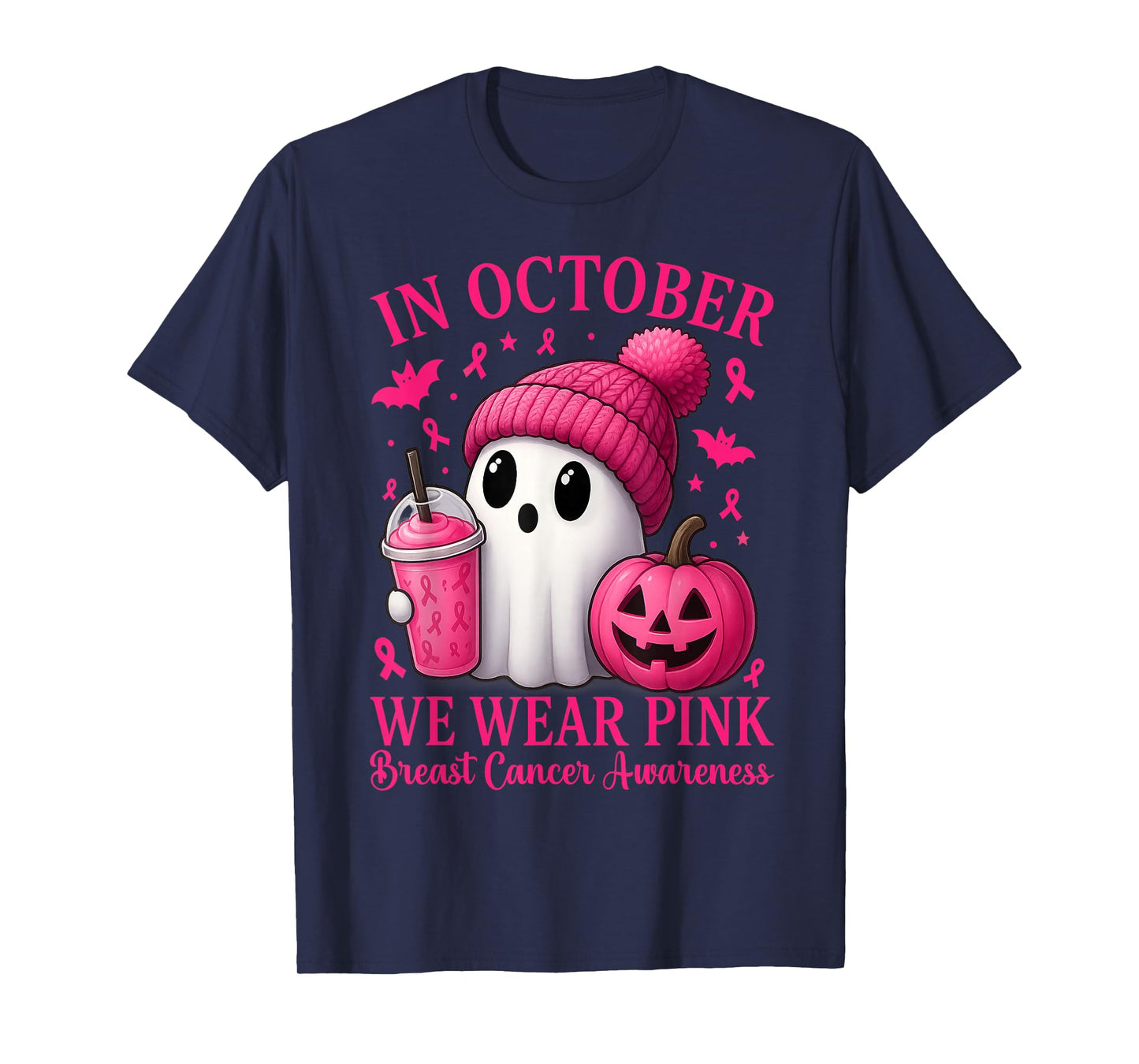 Breast Cancer Halloween Women in October We Wear Pink T-Shirt