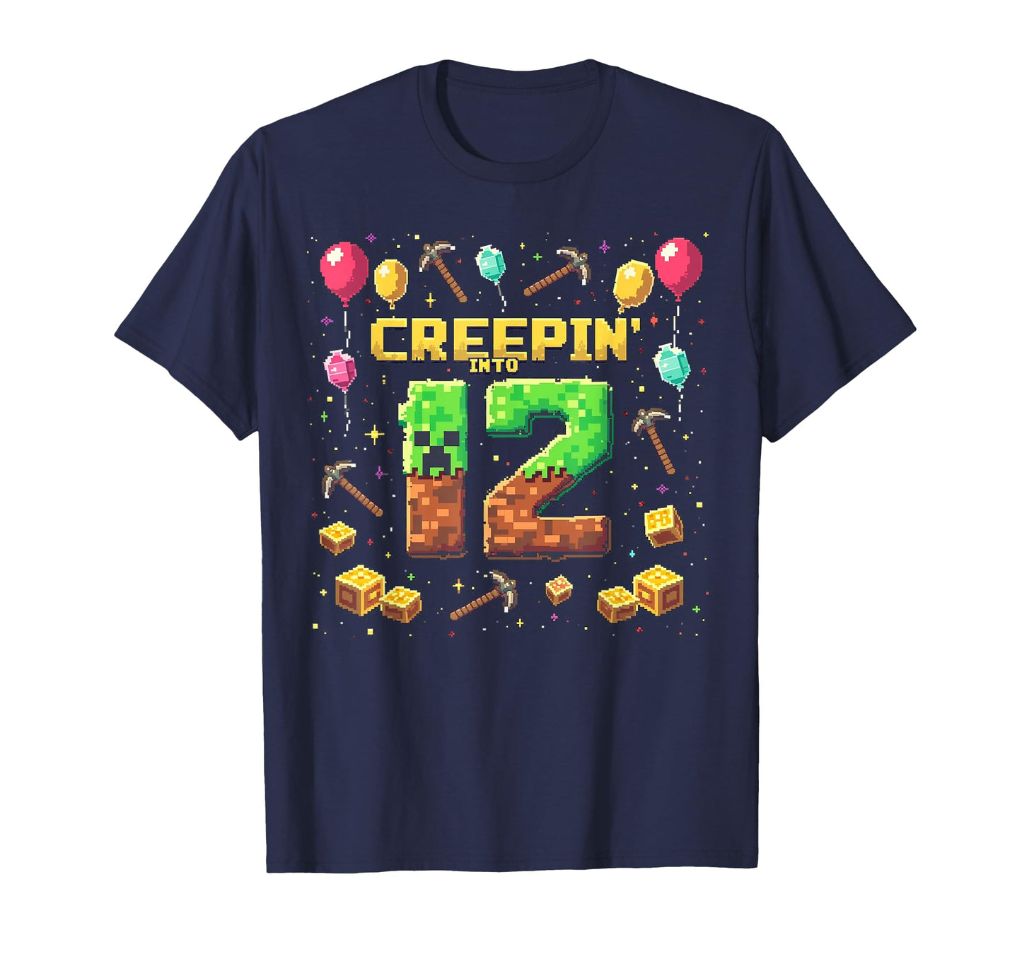 It's My 12th Birthday Boy Gamer Creepin’ Into 12 Gamer Pixel T-Shirt