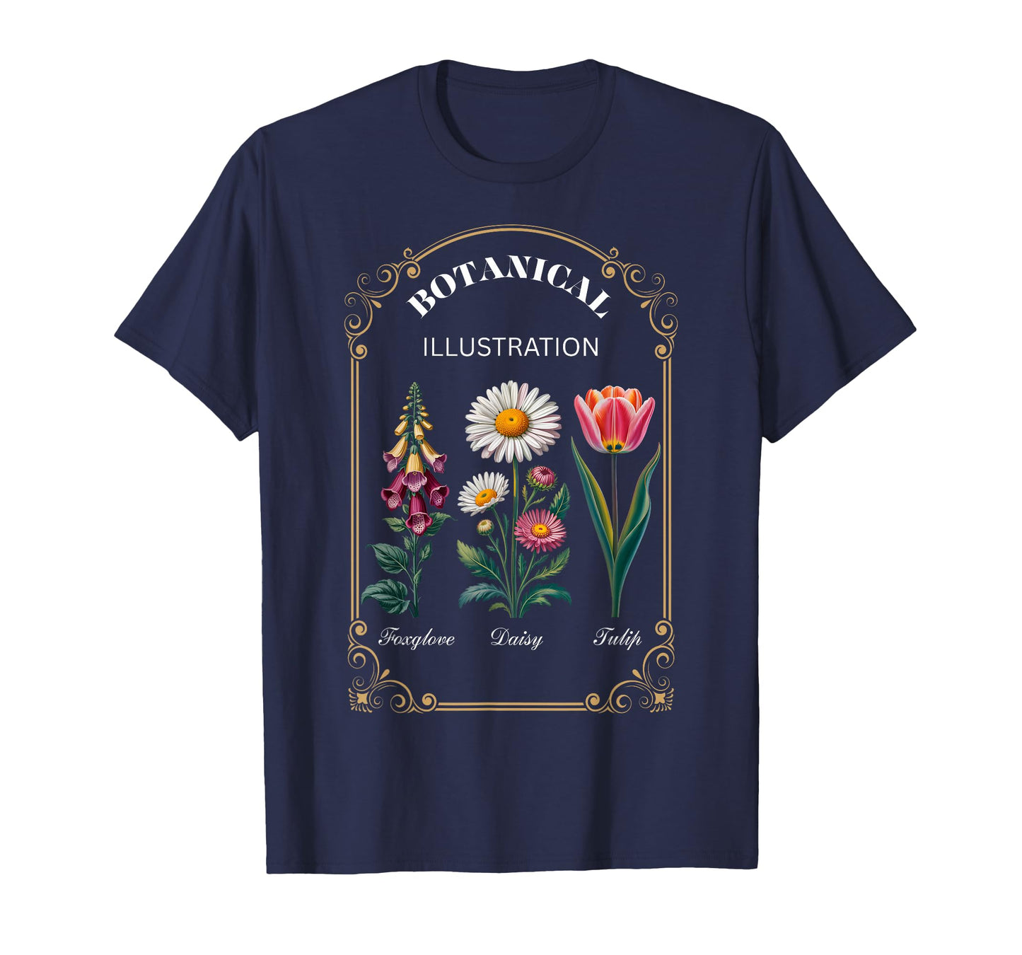 Foxglove Daisy Tulip Vintage Flower Arrangement T-Shirt