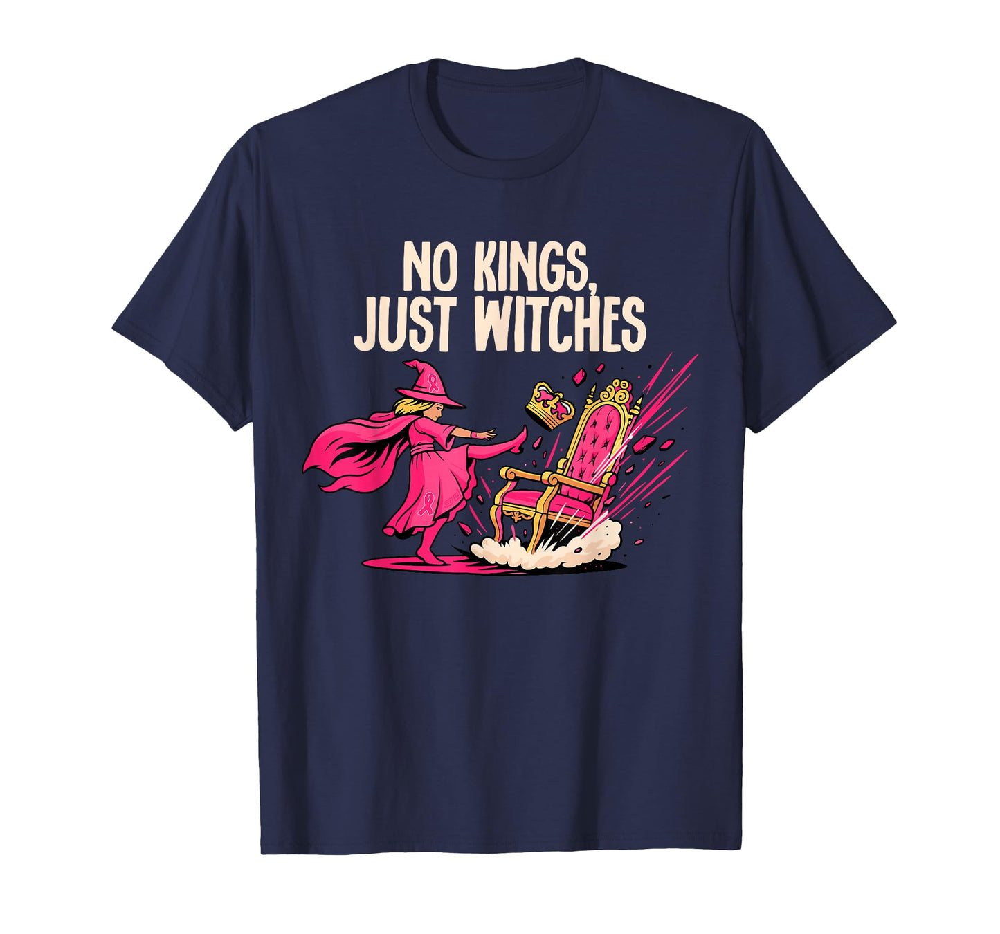 No Kings Just Witches tee Breast Cancer Awareness T-Shirt