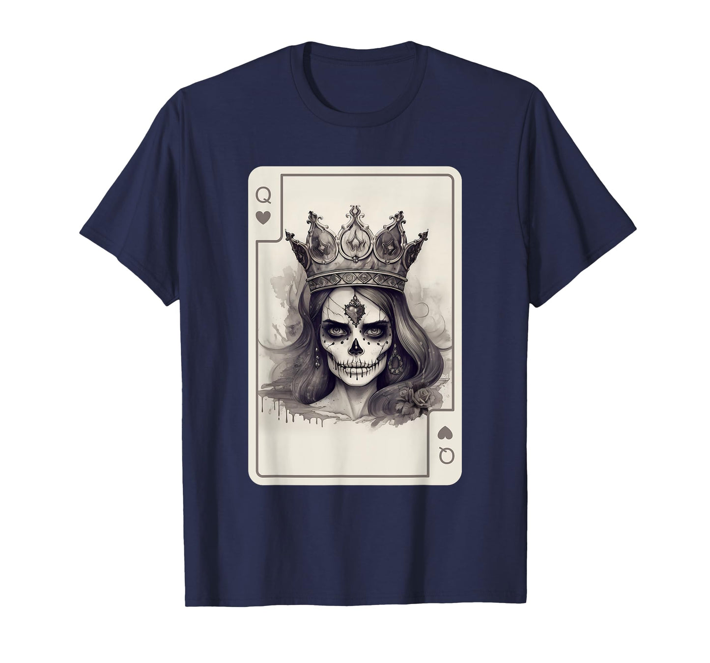 Queen of Hearts Gothic Poker Card Game Halloween Creepy T-Shirt