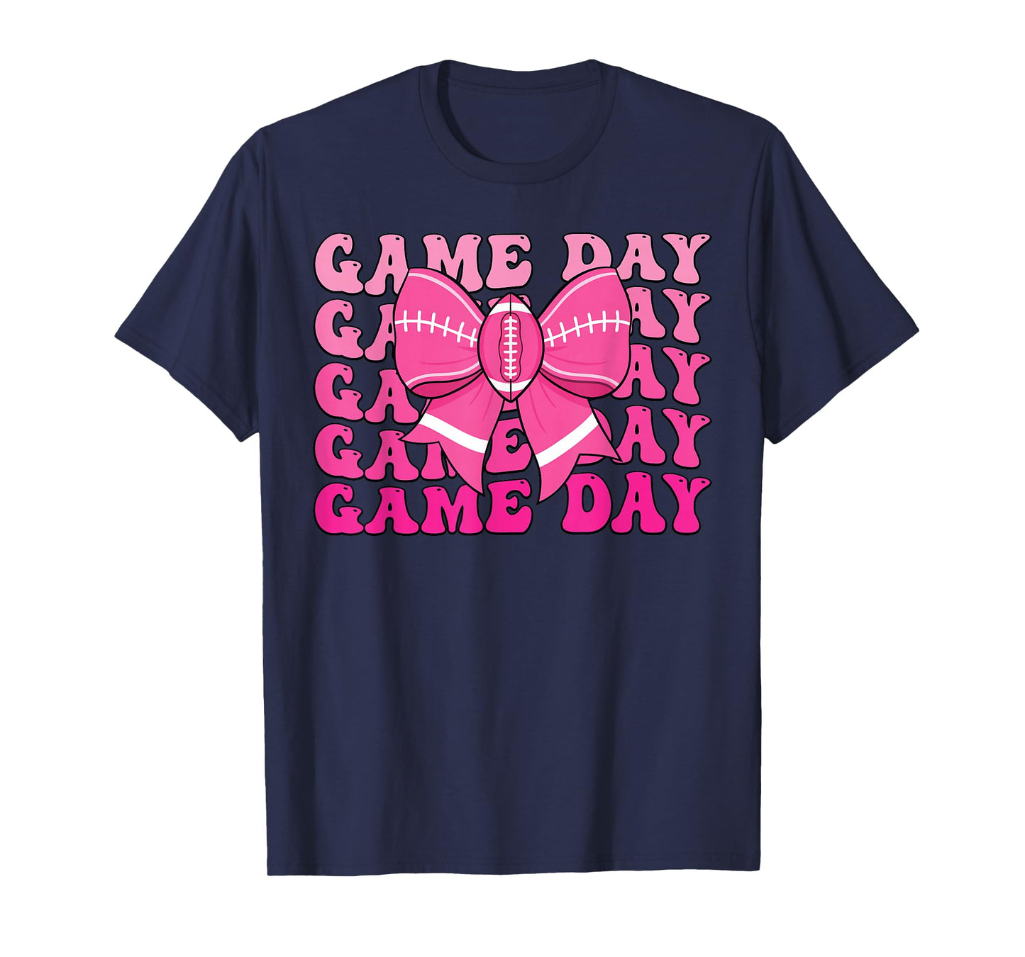 Game Day Football Season Football Mama Pink Coquette Bow T-Shirt