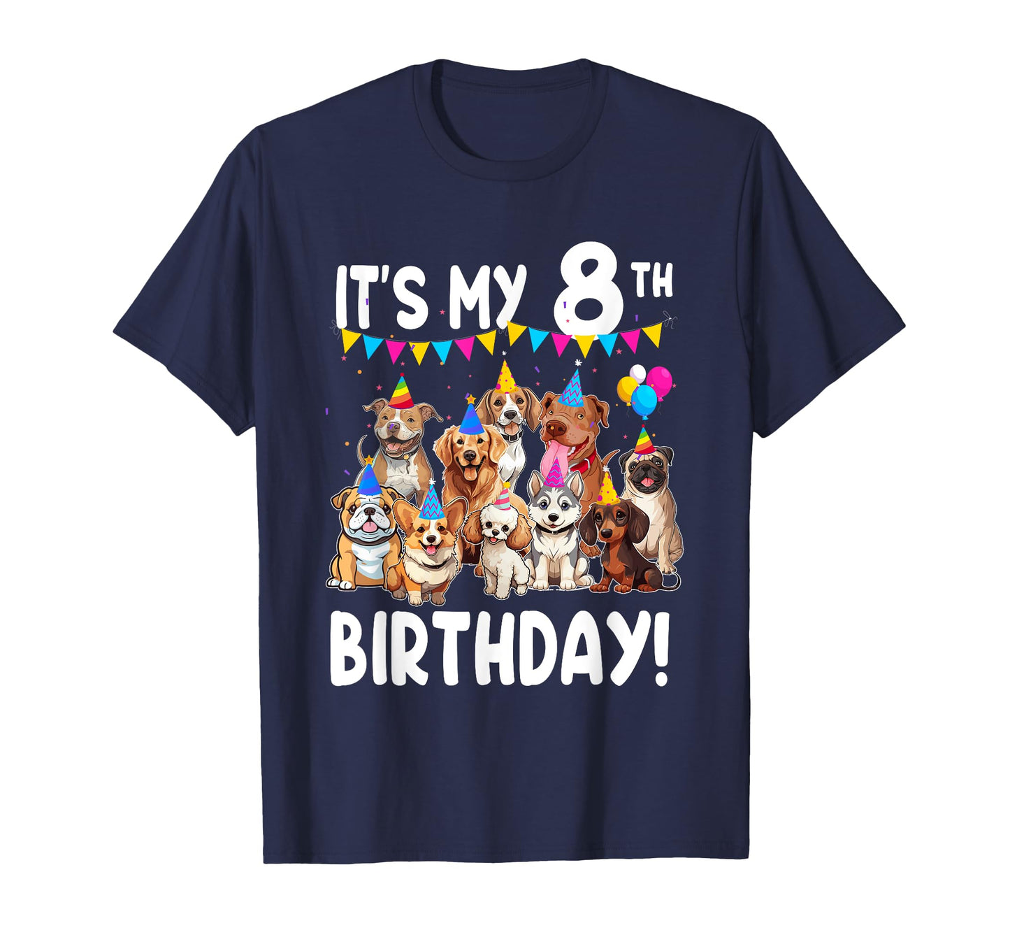 It's My 8th Birthday Dogs Lover Theme 8 Year Old T-Shirt