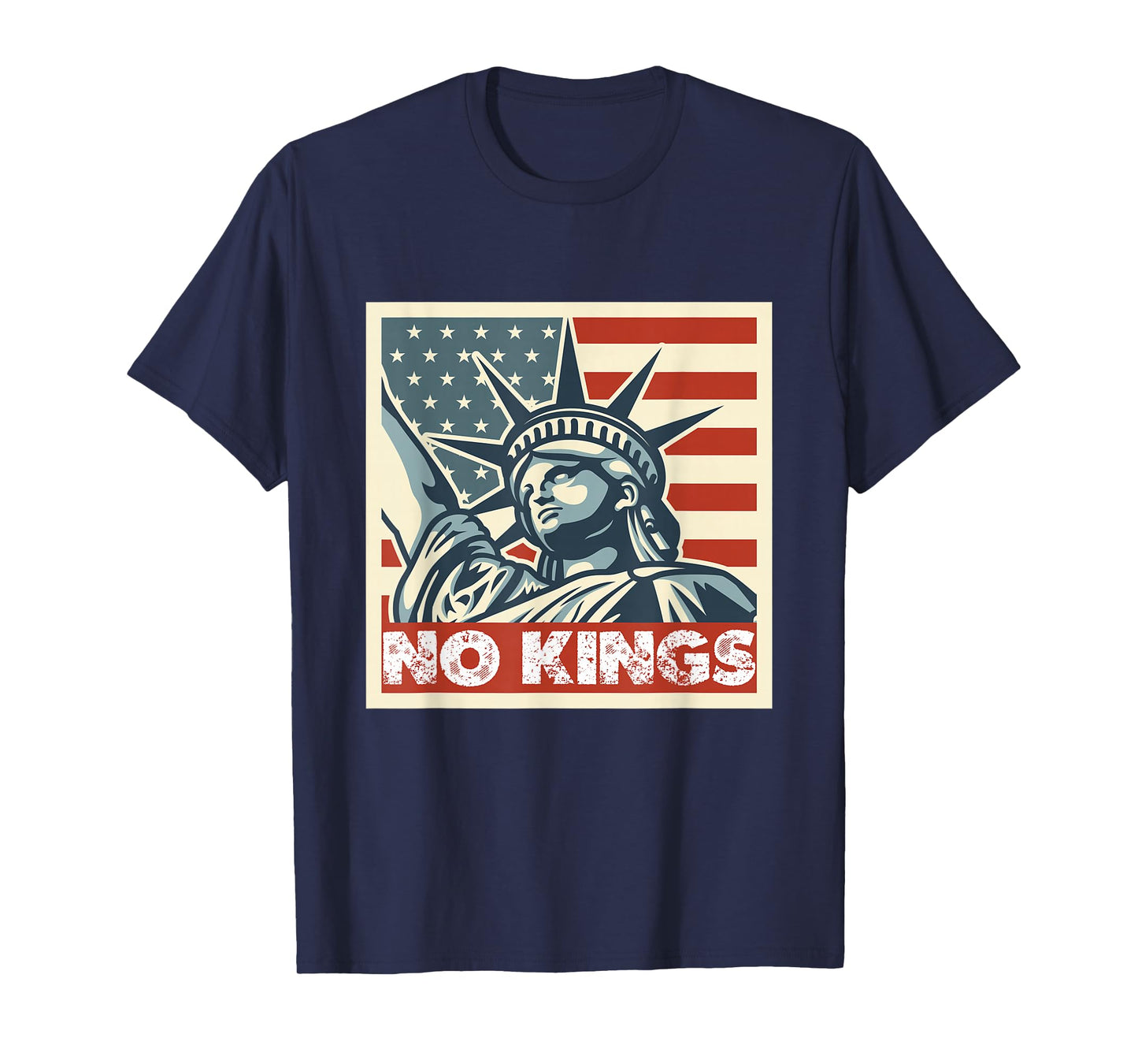 No Kings Statue of Liberty USA Flag T-Shirt