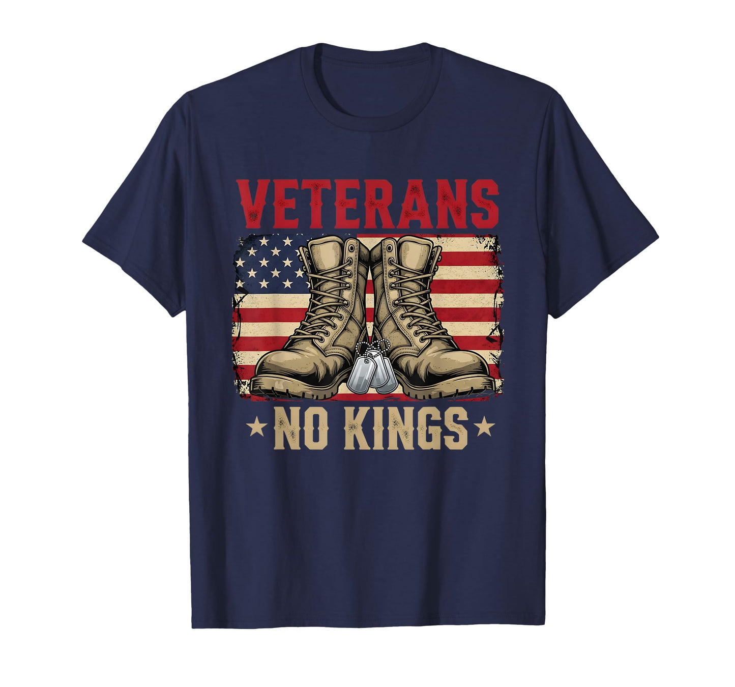 Veterans No Kings Shirts Vintage Patriotic America Flag T-Shirt