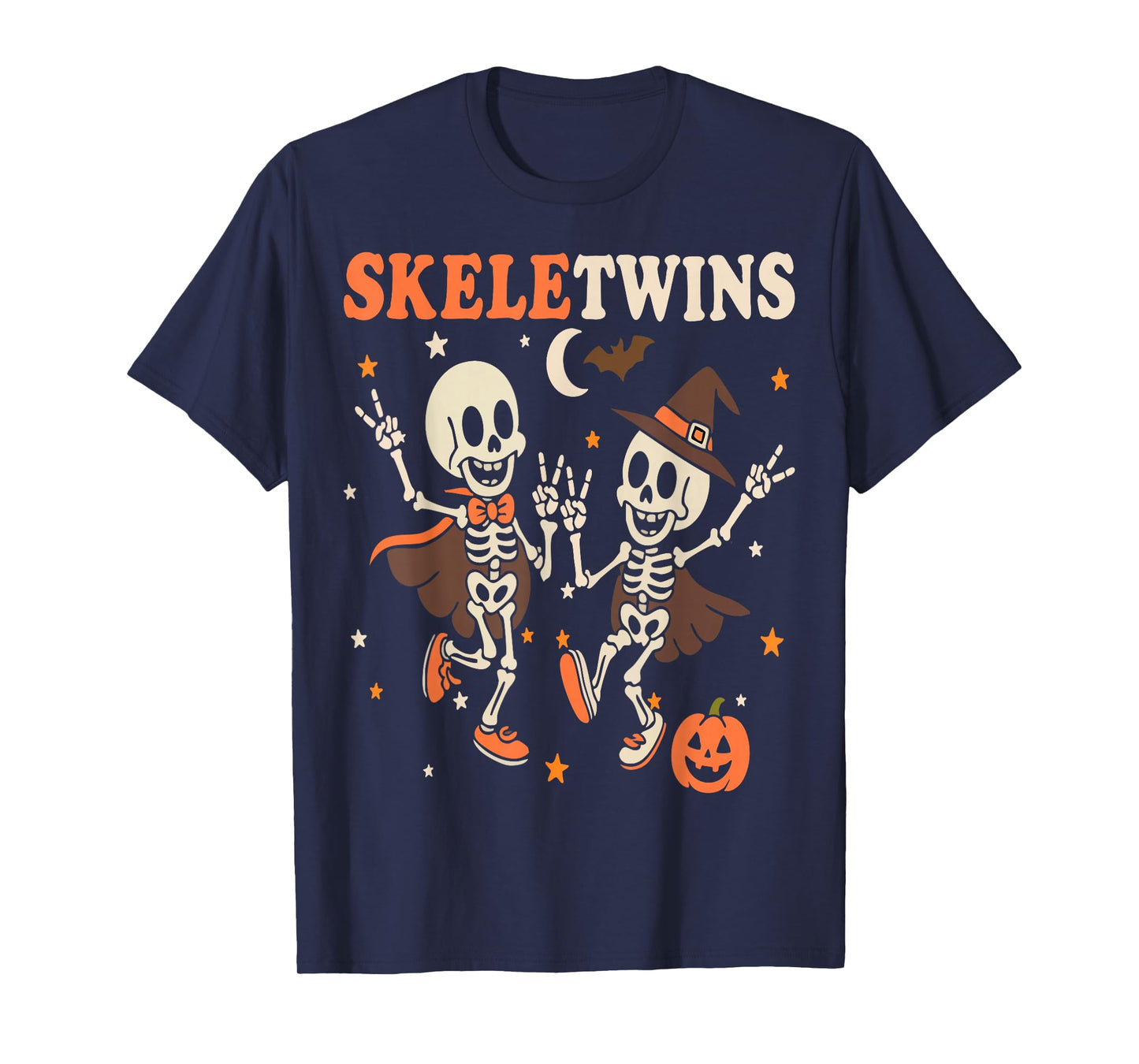 Twins Halloween Matching Skeletwins Funny Dancing Skeletons T-Shirt
