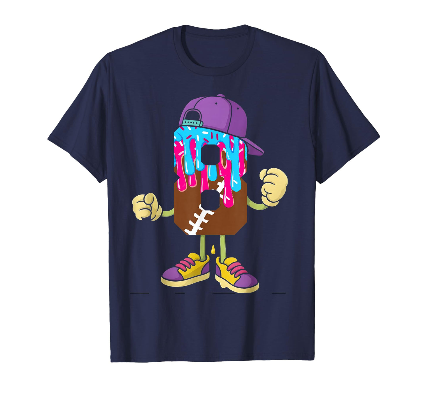 Football 8 Year Old Ice Cream Drip 8th Birthday Boys T-Shirt