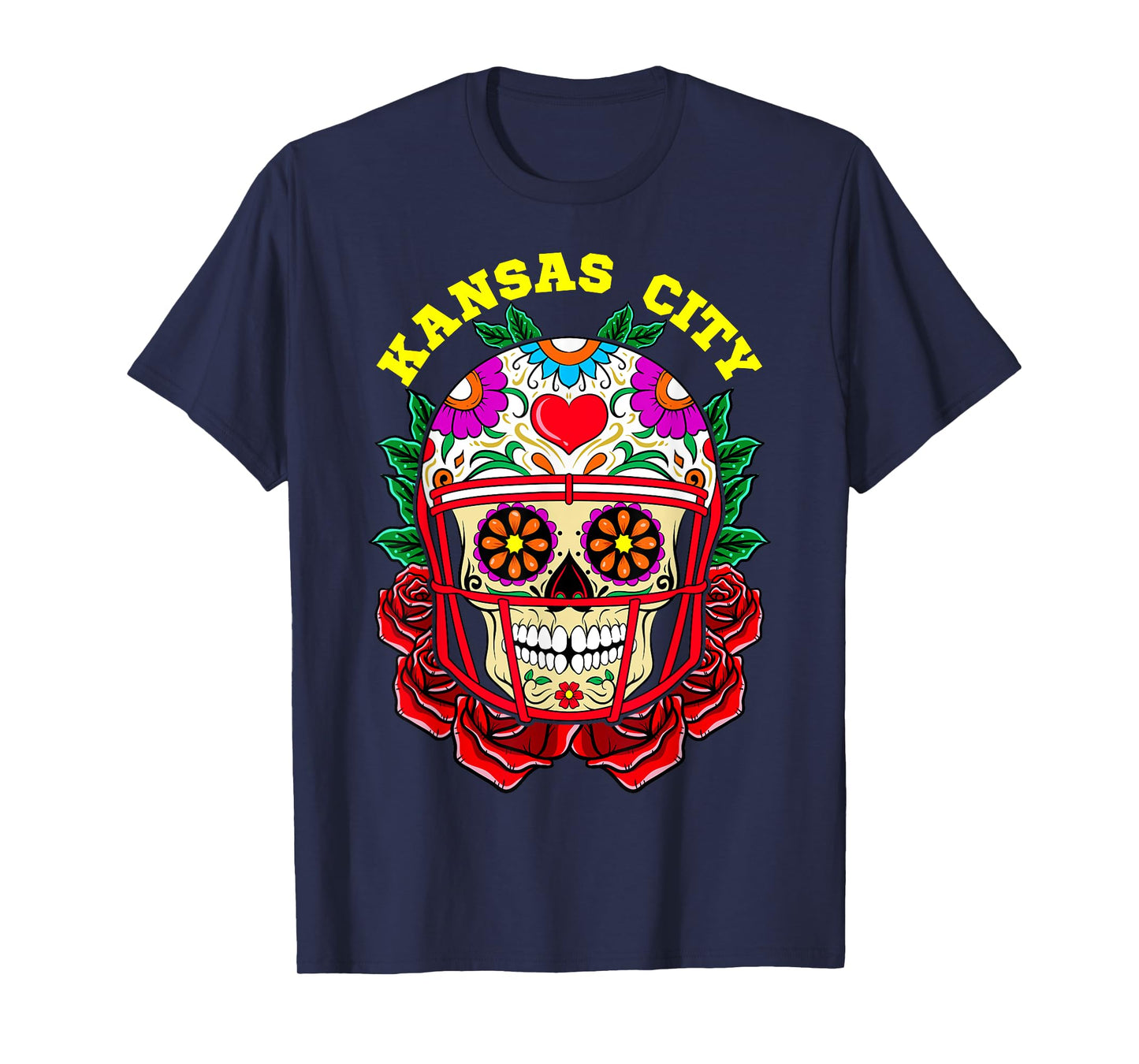 Kansas Day Sugar Skull Football Helmet Game Day Y'all T-Shirt