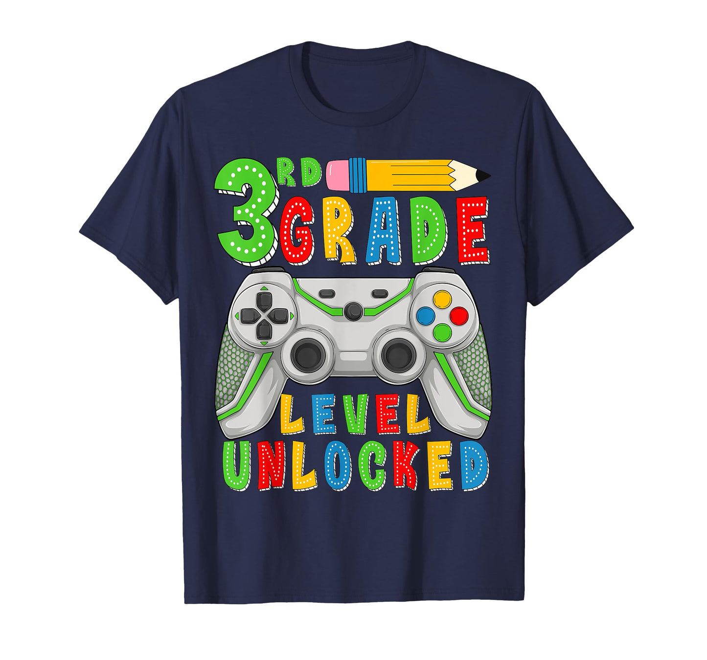 3rd Third Grade Level Unlocked Back To School Gamer Boys Kid T-Shirt