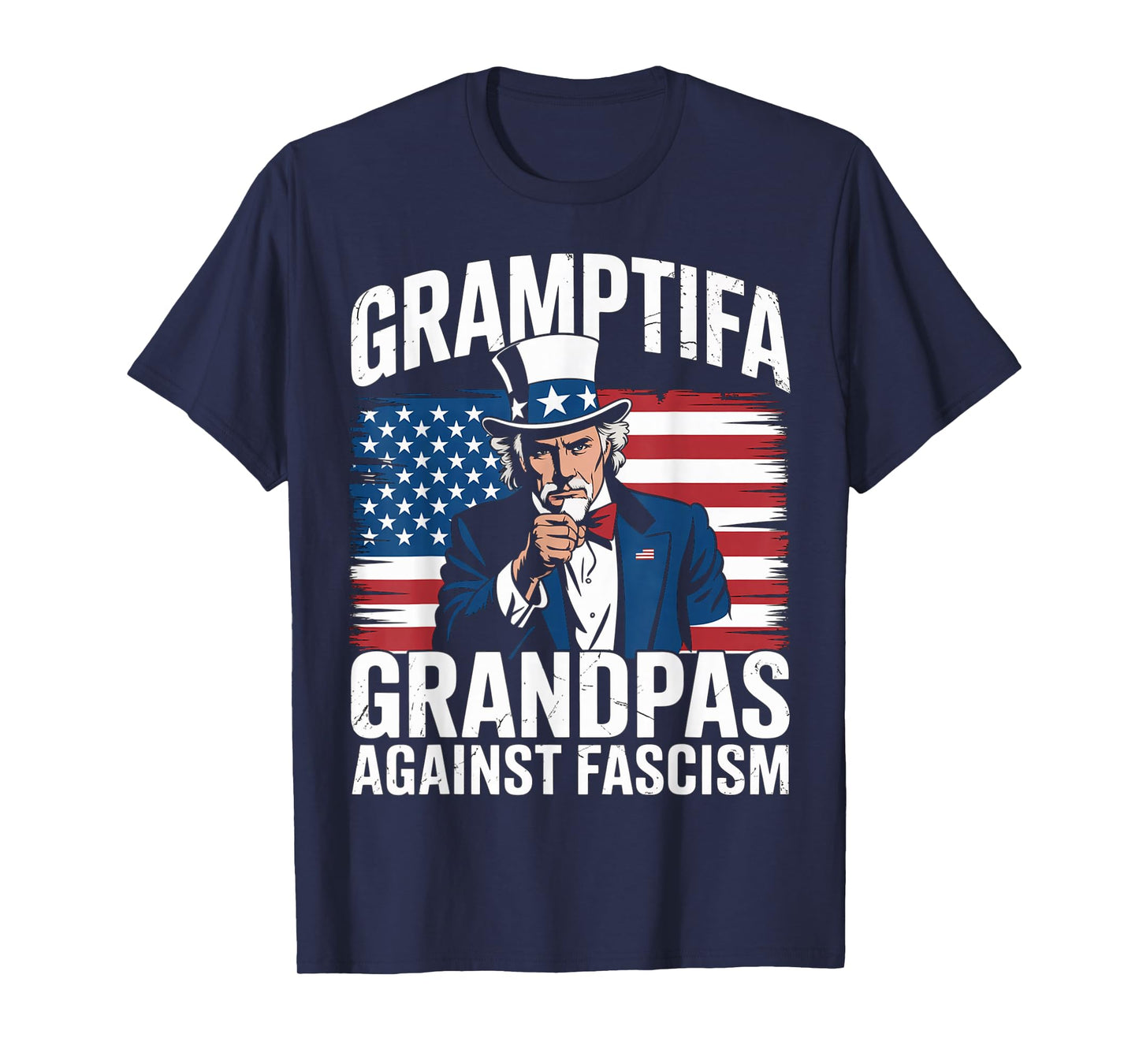 Gramptifa Grandpa Against Fascism Flag Resist No Kings Papa T-Shirt
