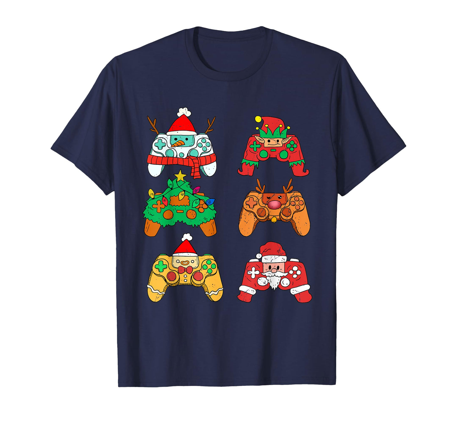 Video Game Christmas Santa Elf Gaming Controllers Gamer Boys T-Shirt