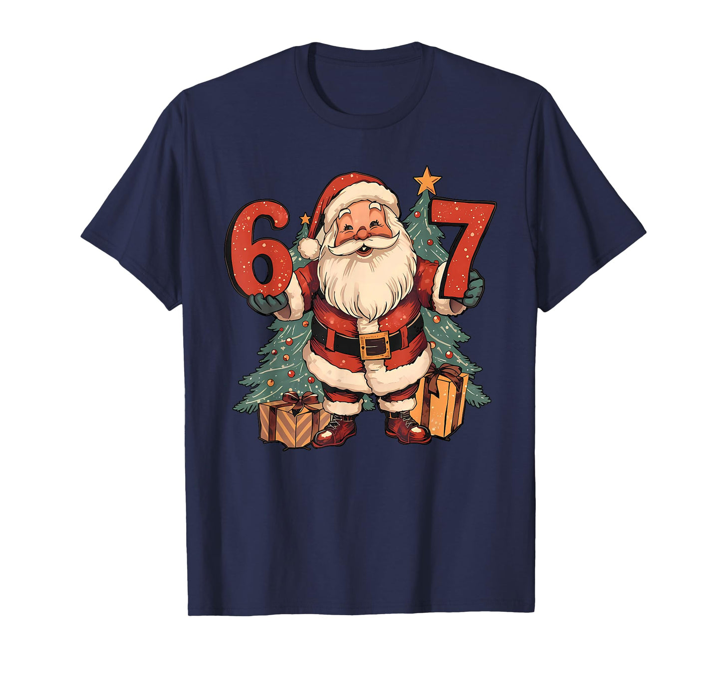 67 Christmas Funny Six Seven Meme Santa Claus Boys T-Shirt