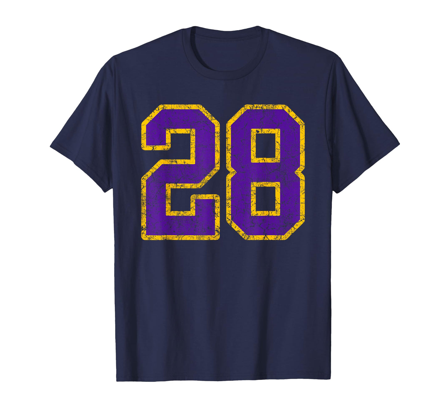 Purple Gold Number 28 Jersey Player Uniform #28 Grunge T-Shirt