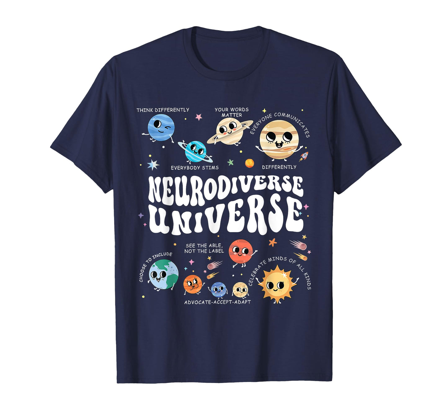 Neurodiverse Universe Autism Awareness Space Neurodiversity T-Shirt