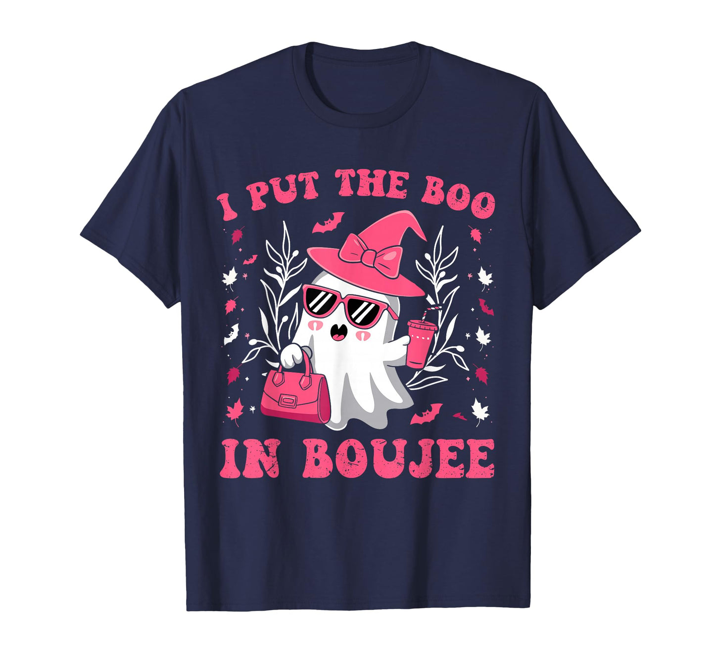 Boujee Boo JEE Spooky Ghost Pink Halloween Pumpkin T-Shirt