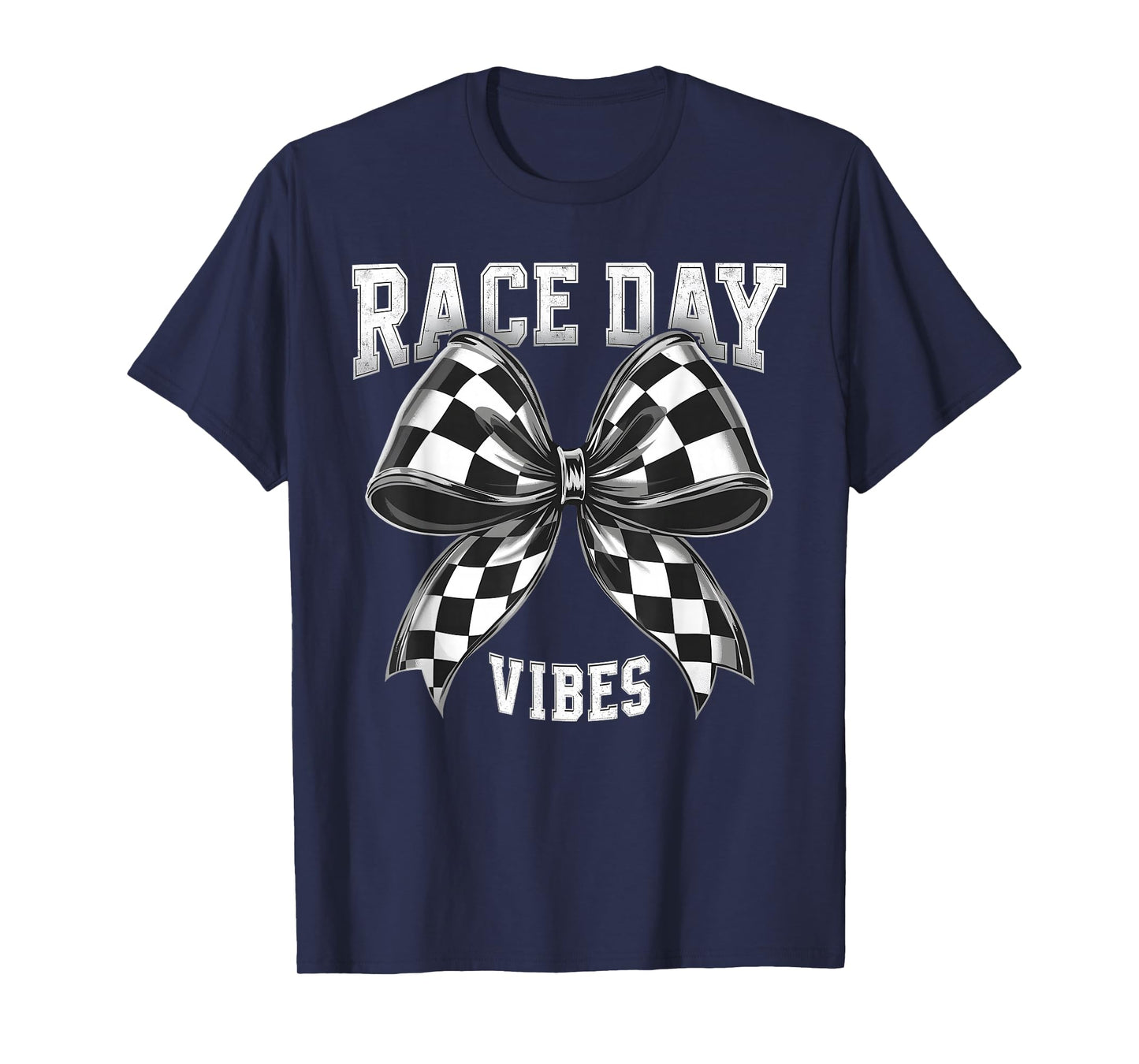 Race Day Vibes Checkered Coquette Bow Car Racing men women T-Shirt