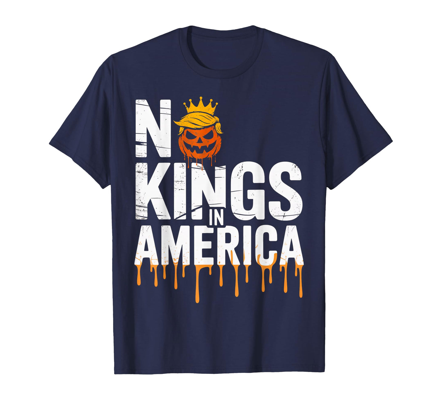 Funny No Kings Halloween 2025 Distressed USA Flag T-Shirt
