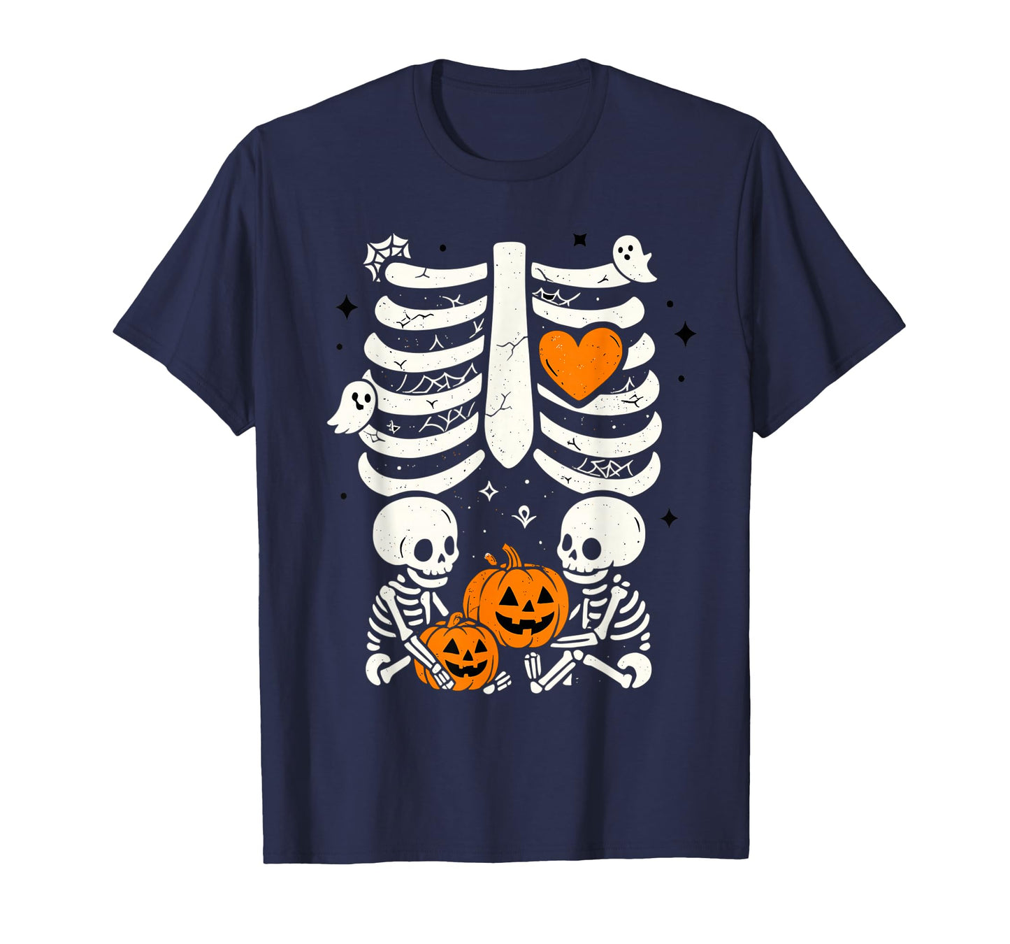 Skeleton Baby Twins Halloween Pregnancy Announcement Mom T-Shirt