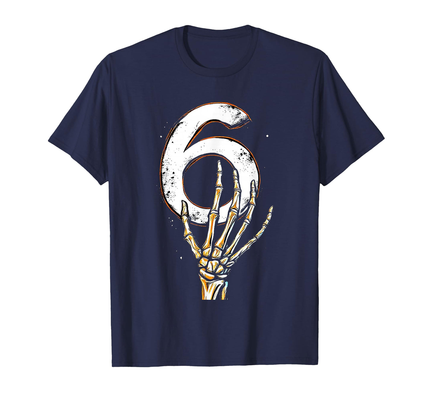 Skeleton Hand Holding Number 6 Matching 67 Halloween Horror T-Shirt