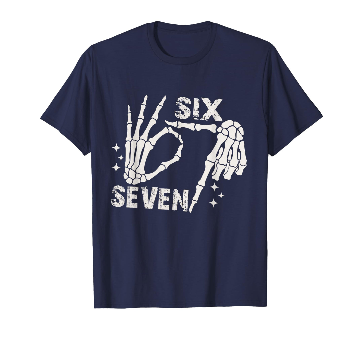 Six Seven 6 7 Meme Skeleton Hands Sign T-Shirt