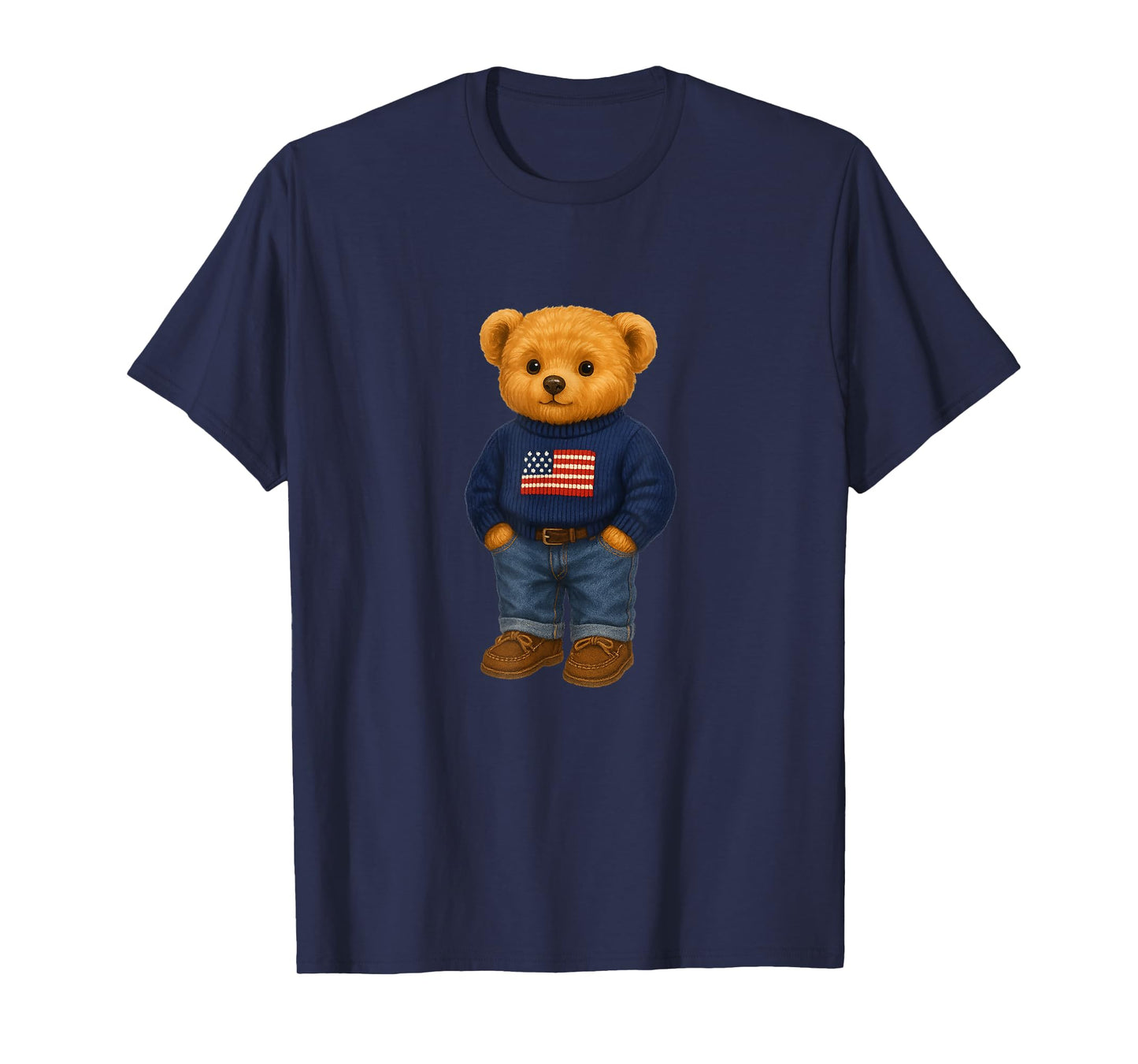 Cool American USA Teddy Bear Illustration Graphic Designs T-Shirt