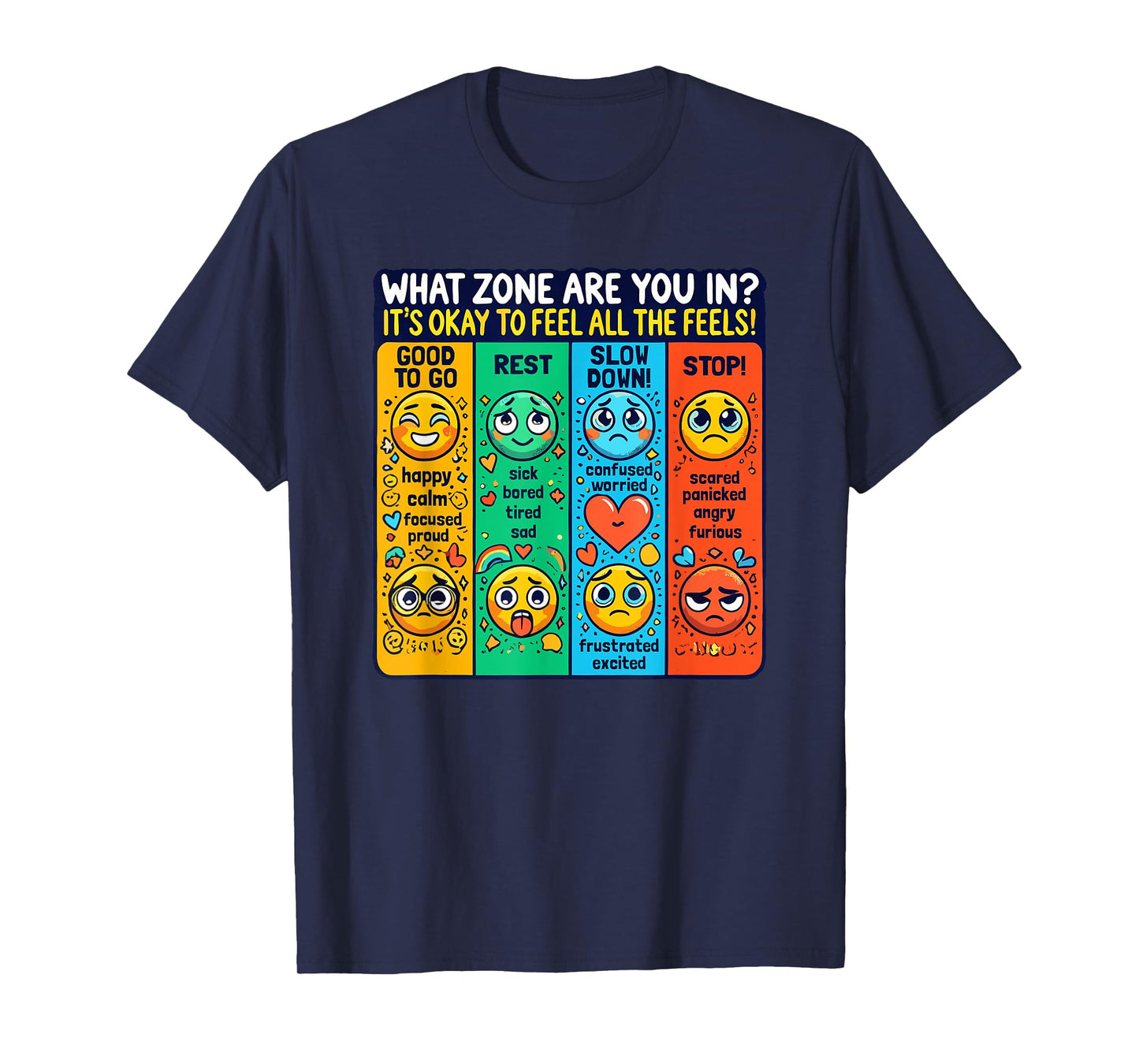 What Zone Are You In? Emotions and Feelings Awareness T-Shirt