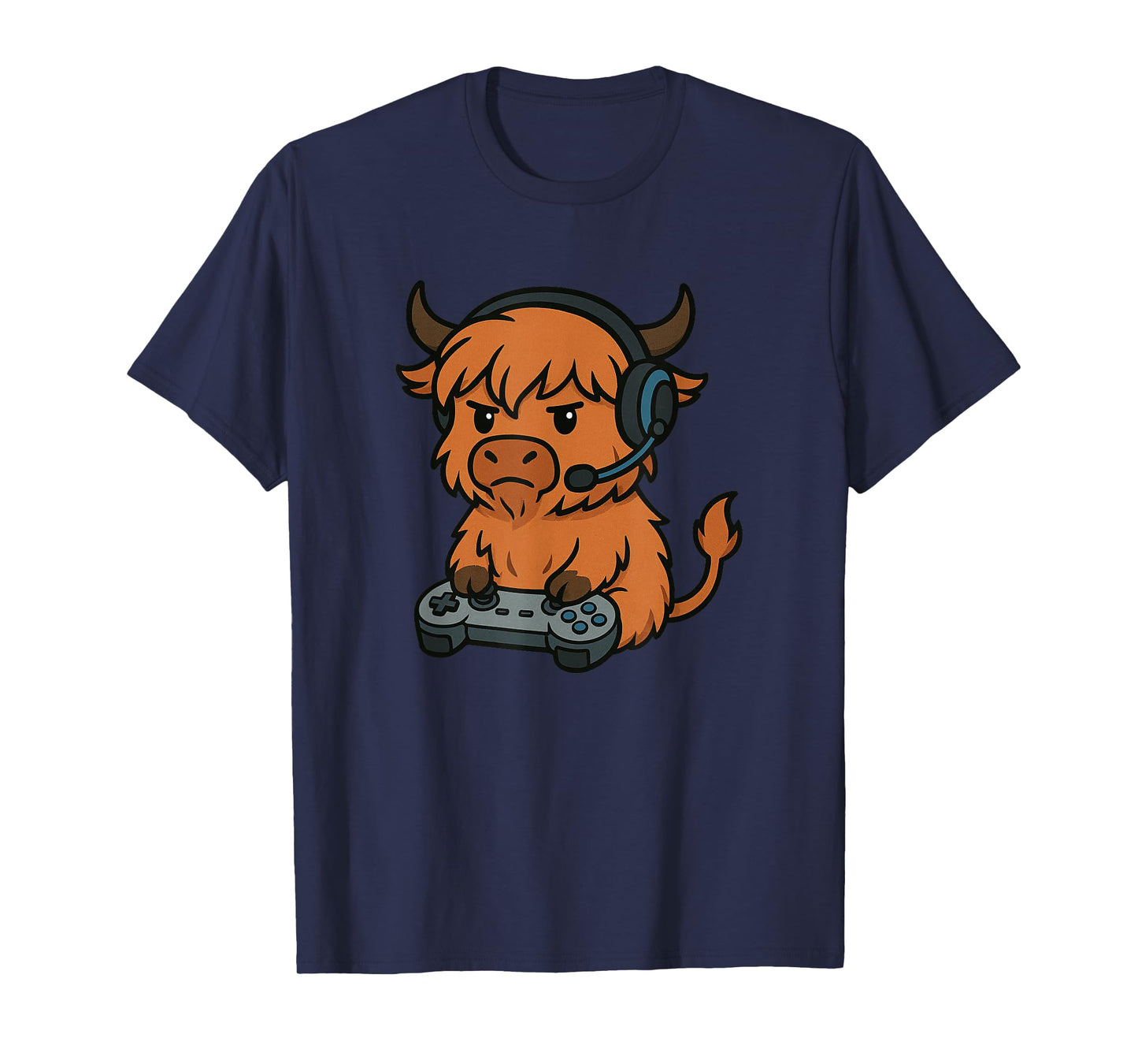 Highland Cow Gamer Gaming Retro Videogames Boys Girls Kids T-Shirt