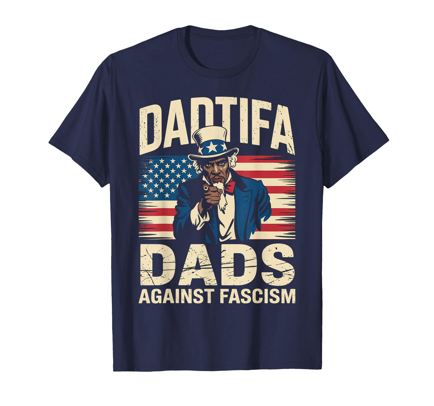 DADtifa Black Dads Against Fascism USA Flag Resist No Kings T-Shirt