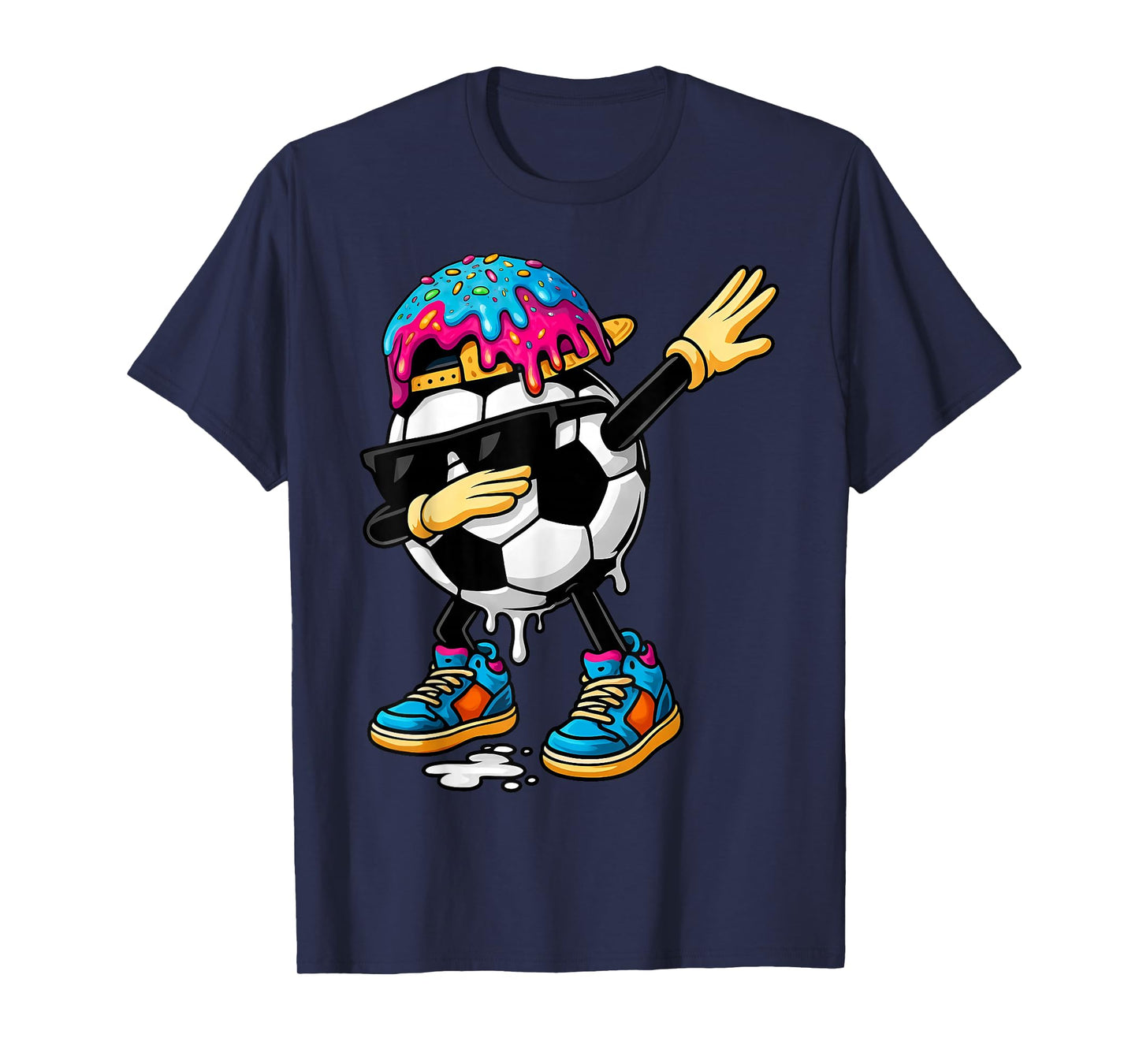 Dabbing Soccer Ice Cream Drip for Boys Funny Soccer Kids T-Shirt
