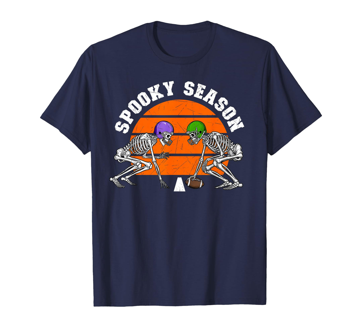 Spooky Season Skeleton Football Game Center Lineman Player T-Shirt