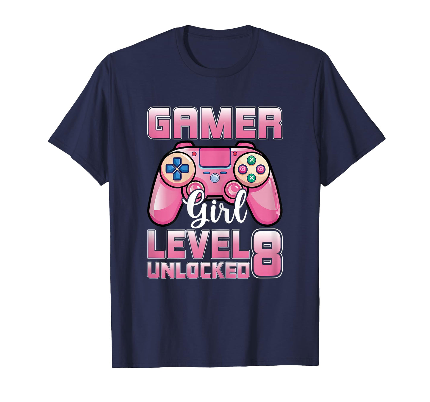 Gamer Girl Level 8 Unlocked Video Gaming 8th Birthday Party T-Shirt