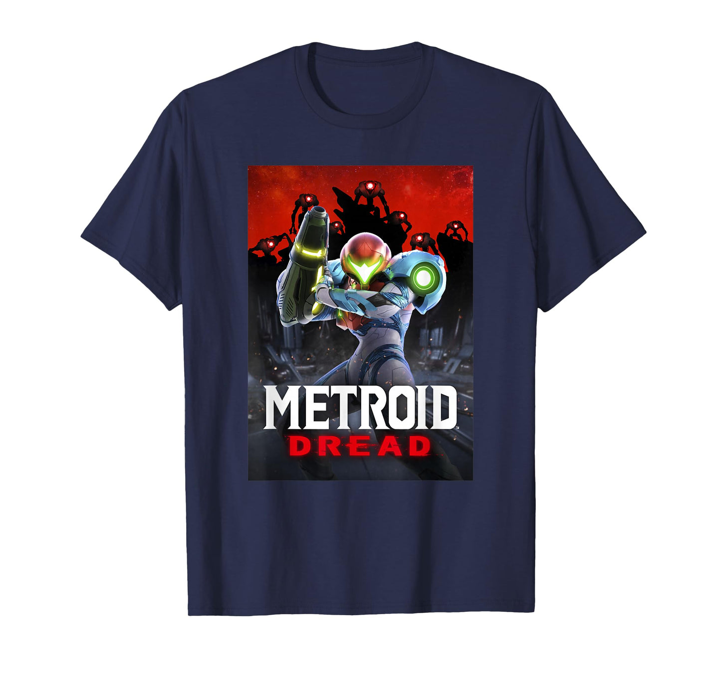 Metroid Dread Samus Surrounded Red Planet Battle Poster T-Shirt