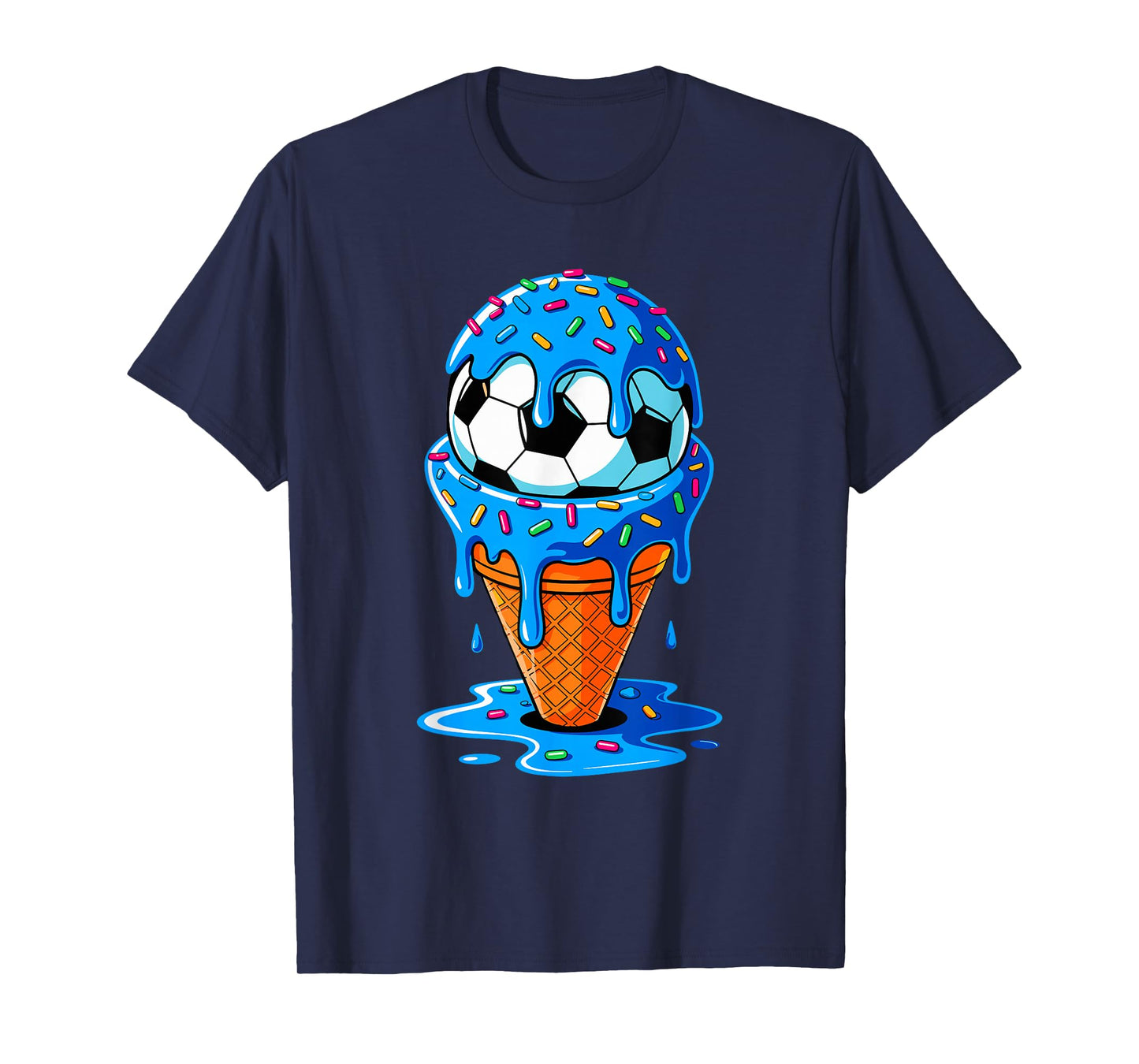 Soccer Ball Ice Cream Drip Fun Sprinkles Birthday Boys Girls T-Shirt