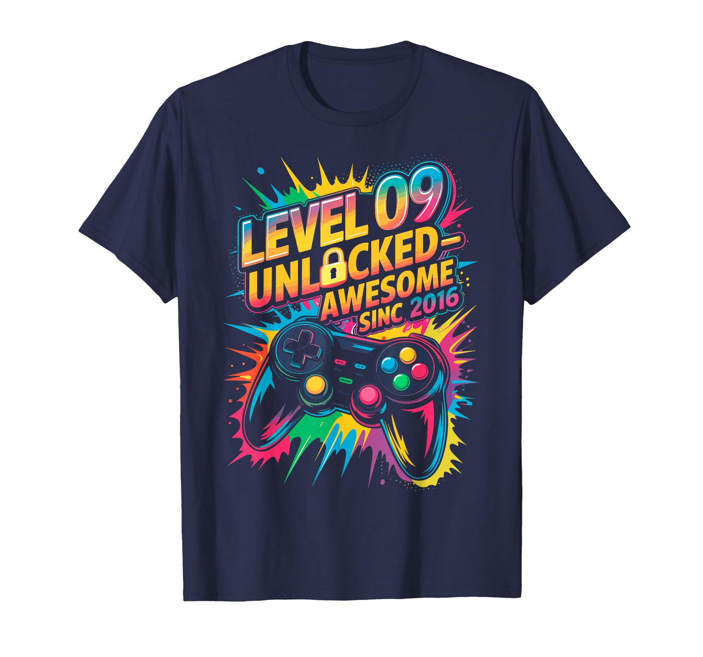 Awesome Since 2016 9th Birthday Level 9 Unlocked Gamer T-Shirt