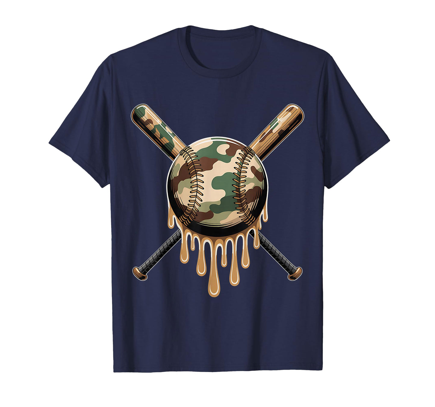 Sports Baseball Drip Camo Baseball Bats Boys Cool Game Day T-Shirt