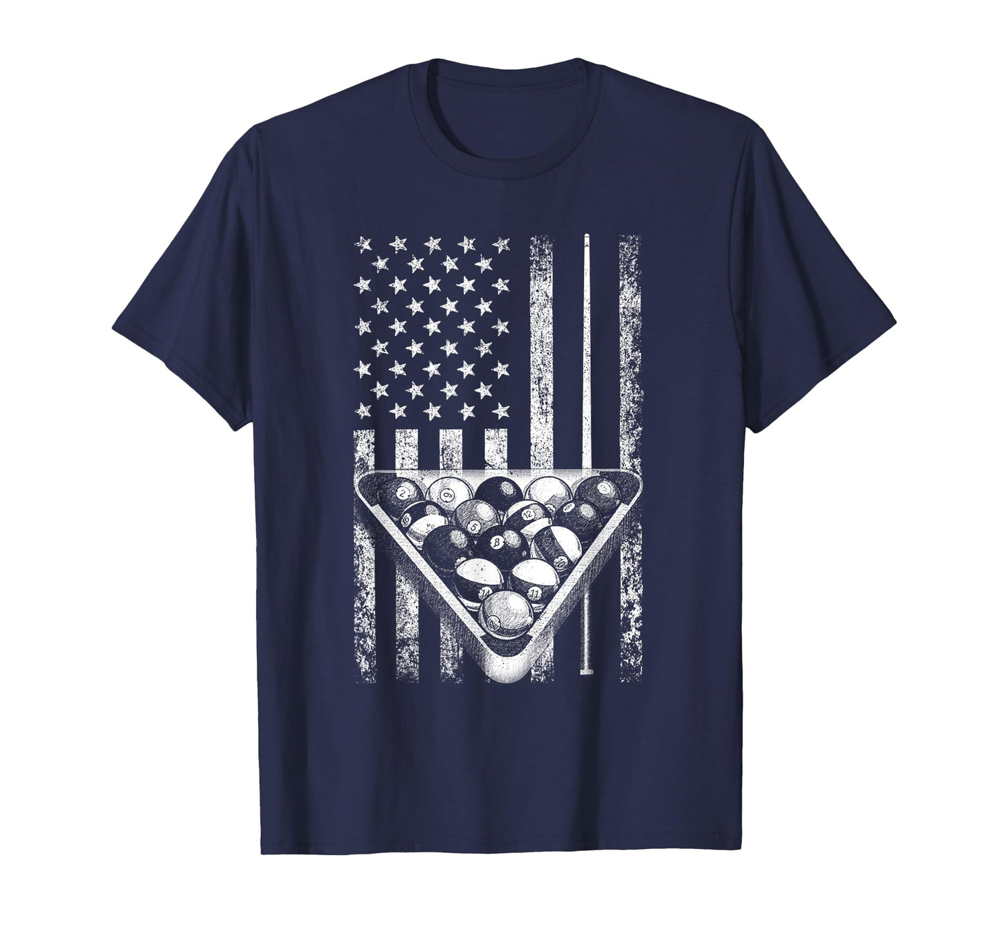 Vintage Billiard American Flag Pool Player T-Shirt