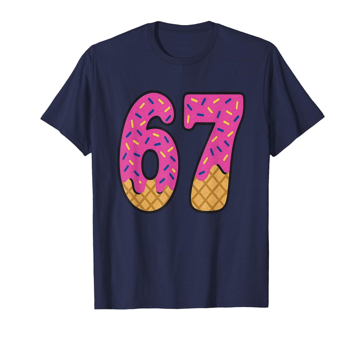 67 Ice Cream Drip Meme Six Seven Waffle Teen Kid Slang T-Shirt